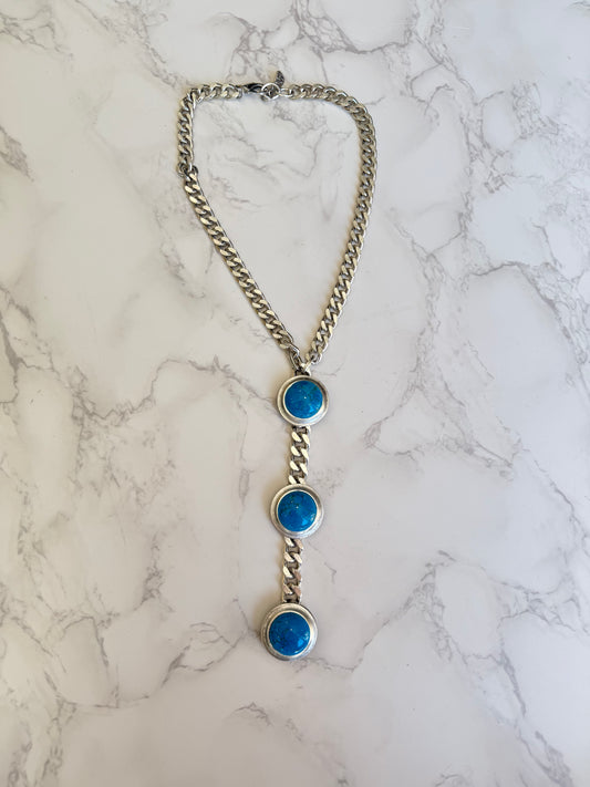 Cabachon Triple Drop Necklace in Silver