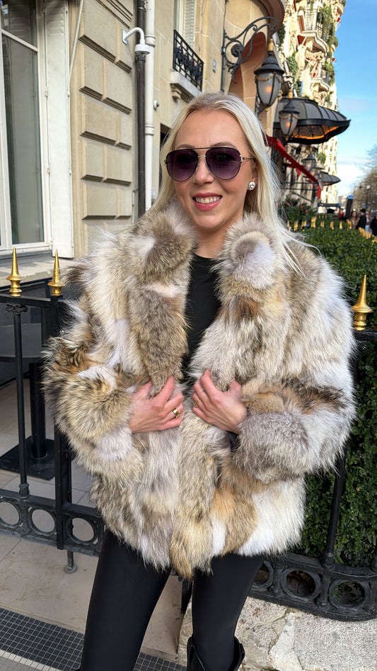#GB71 Vintage Coyote Fur Jacket Size Medium