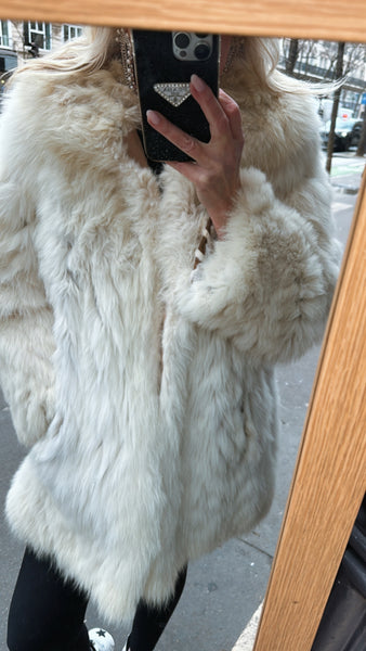 Paris Vintage Cream Fox Fur Coat #25 - Size Medium