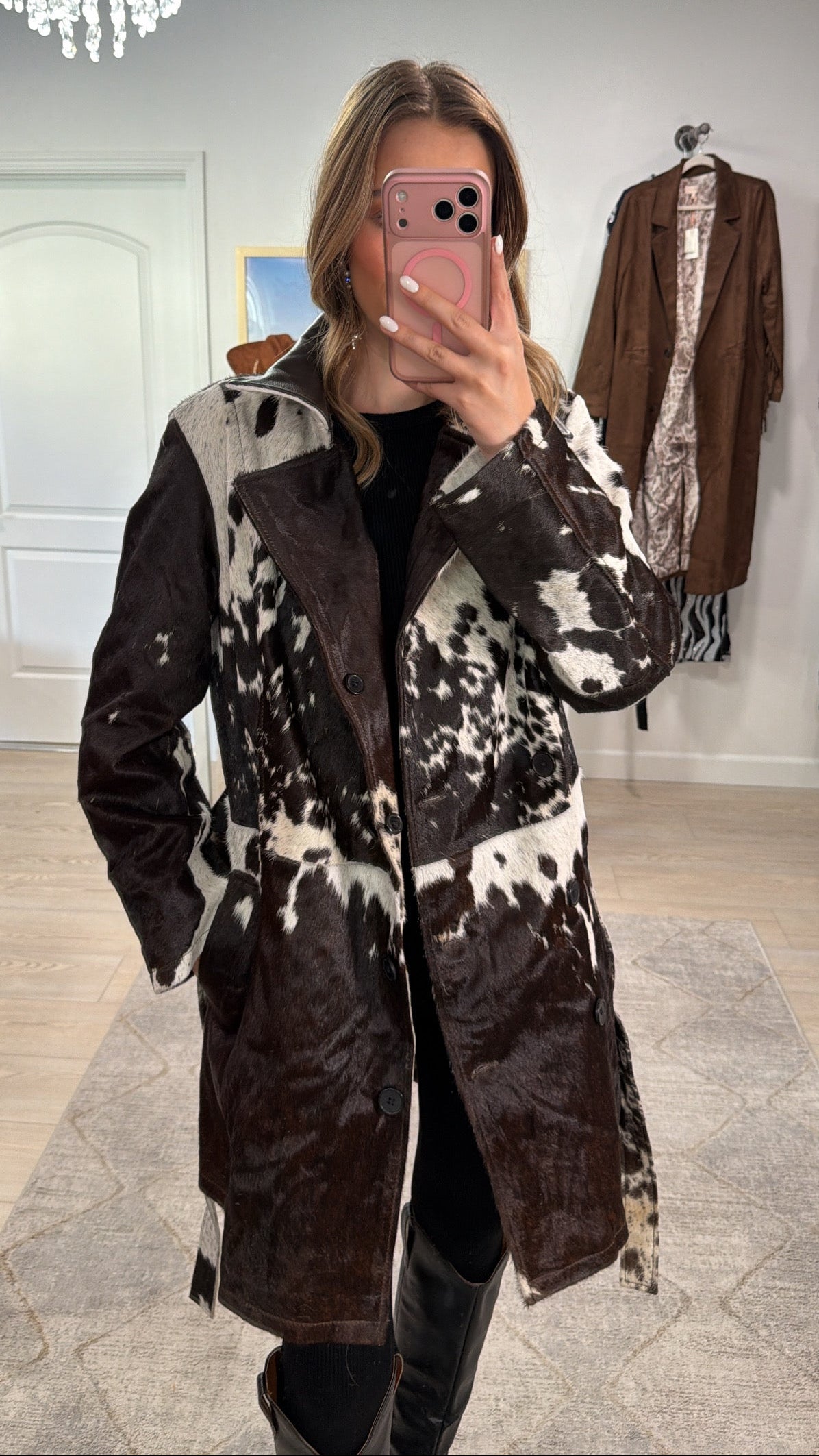 Cowhide Trench Coat #3 Size Medium