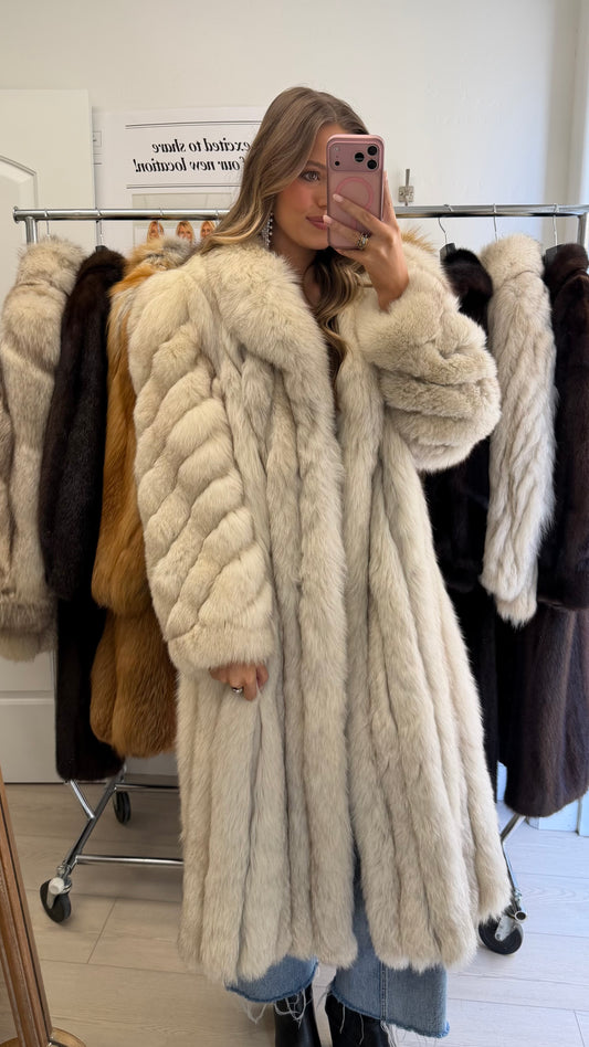 #24 Vintage Blue Fox Coat Size M/L