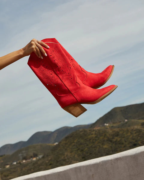NEW!! The “Olivia” Laser Cut Boot in Red
