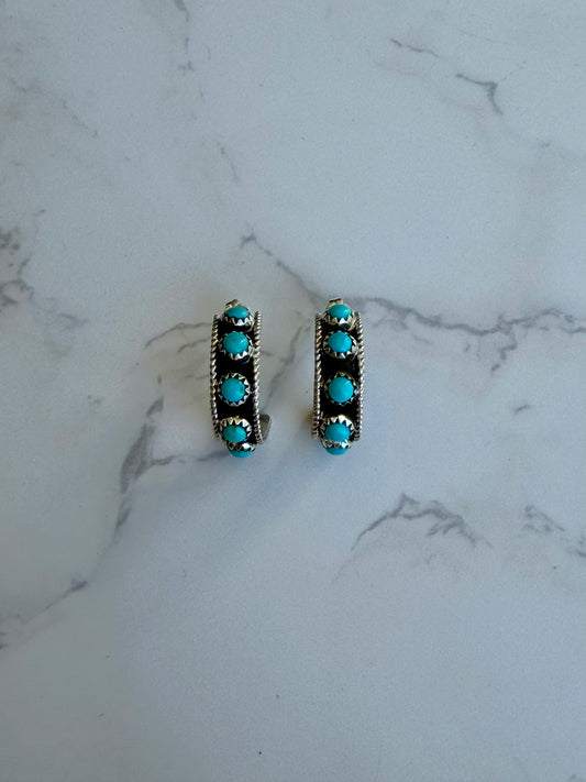 "River" Kingman Turquoise Hoop Earrings