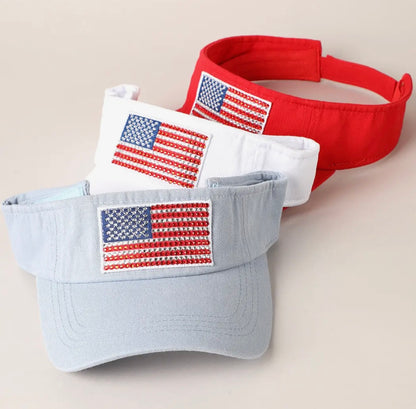 Crystallized Flag Cotton Visor in 3 Colors