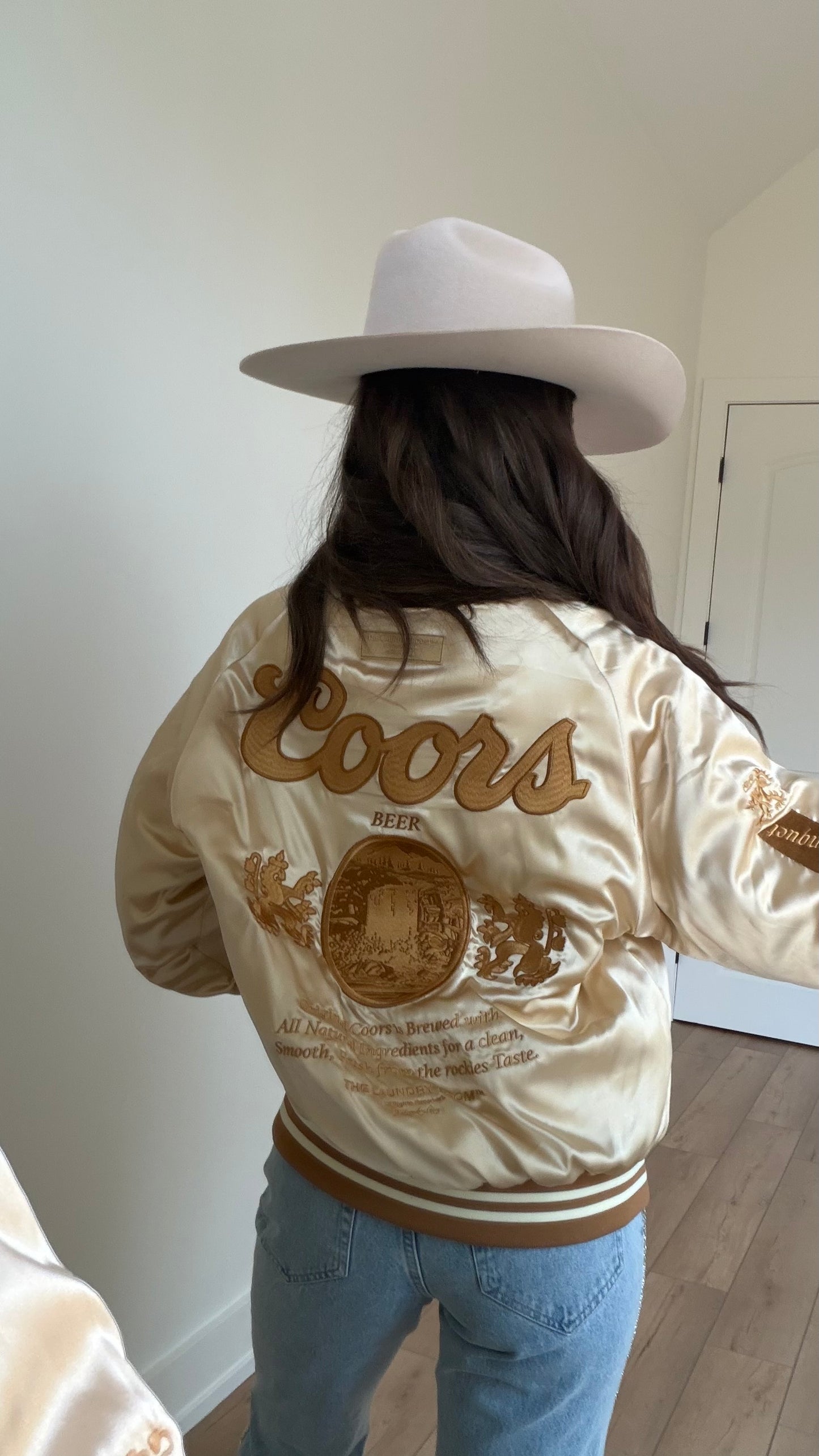 NEW!! The "Coors Original" Nylon Bomber Jacket in Gold