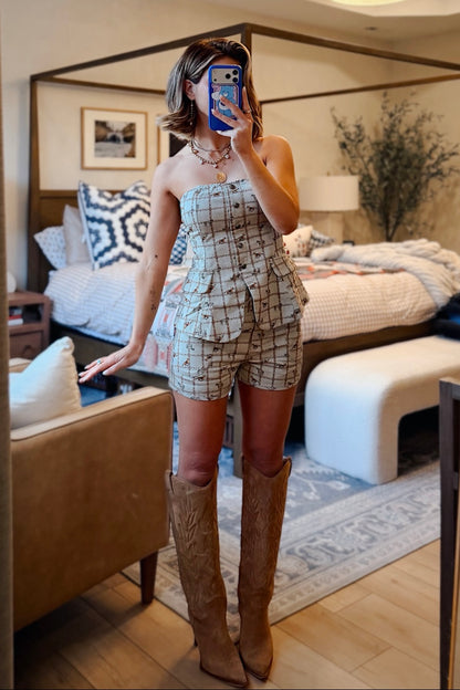 “AS SEEN on CASSIDY!” Equestrian Print Bustier Top