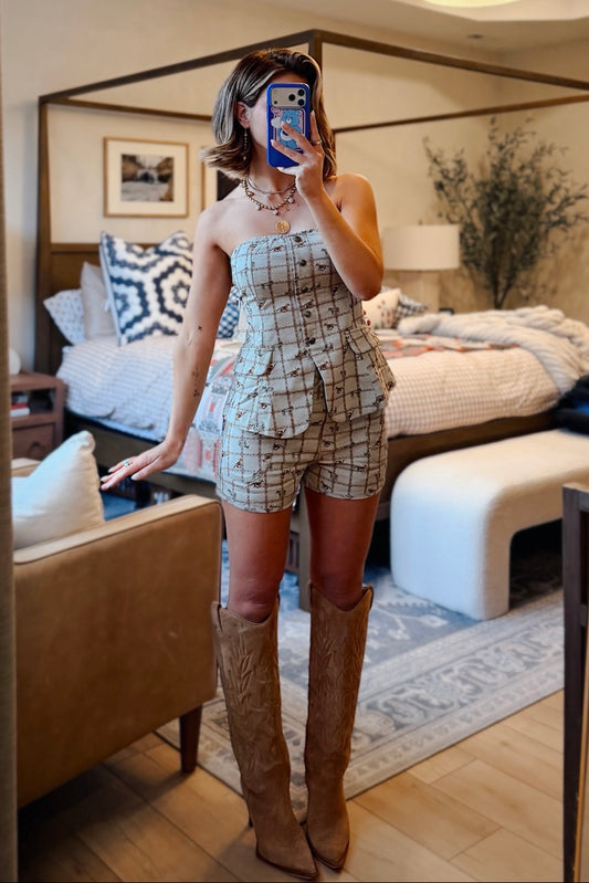 “AS SEEN on CASSIDY!” Equestrian Print Bustier Top