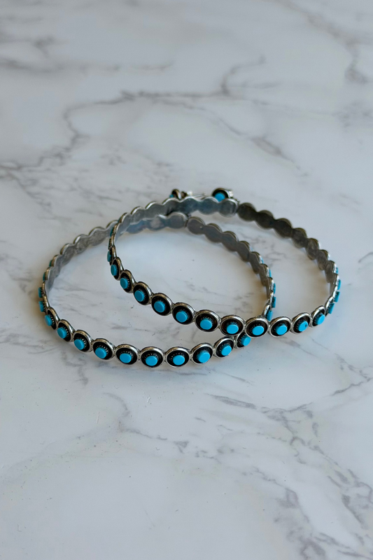 "Reese" Kingman Turquoise Hoop Earrings