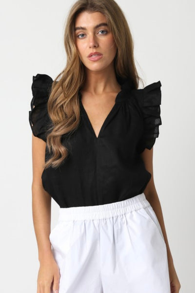 BEST SELLER!! Poppy Linen Blouse in Black