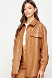 NEW!! The Kenzie Faux Leather Shacket in Camel
