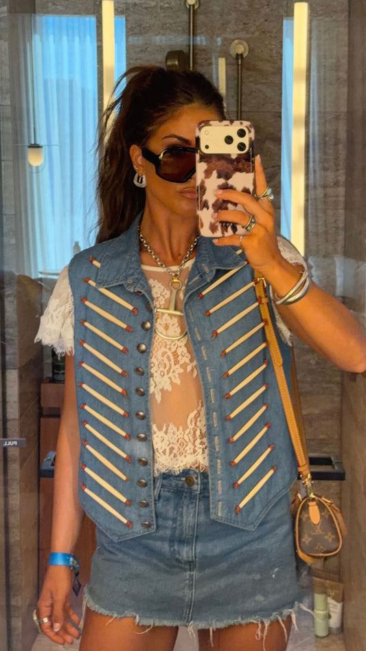 Vintage Double D Ranch Denim Vest Size Medium