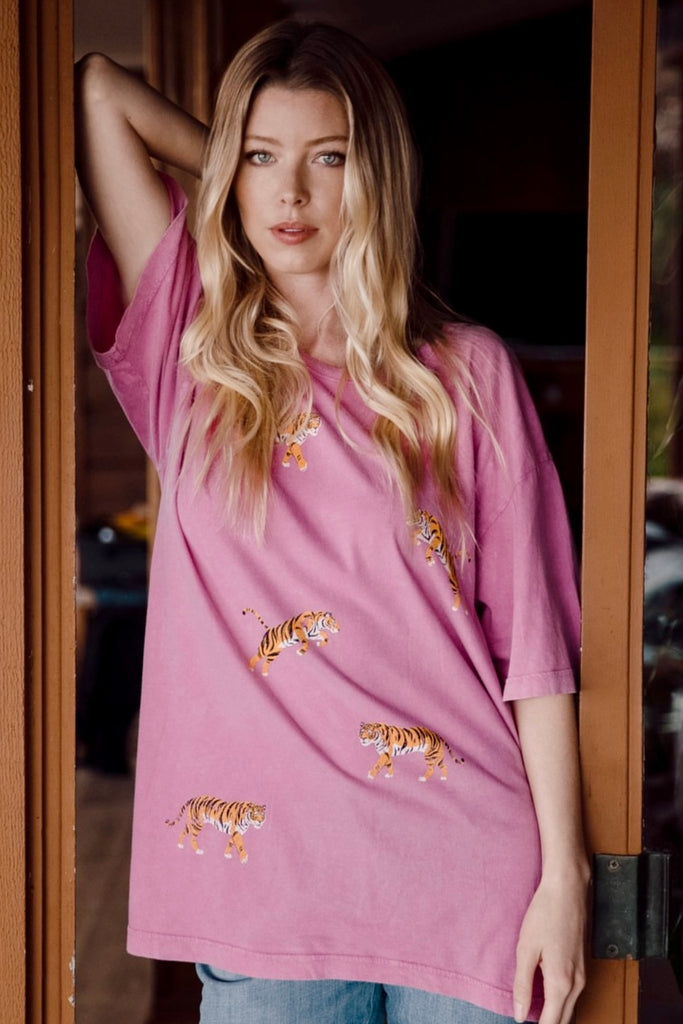IN STOCK!! Tiger Tee in Pink