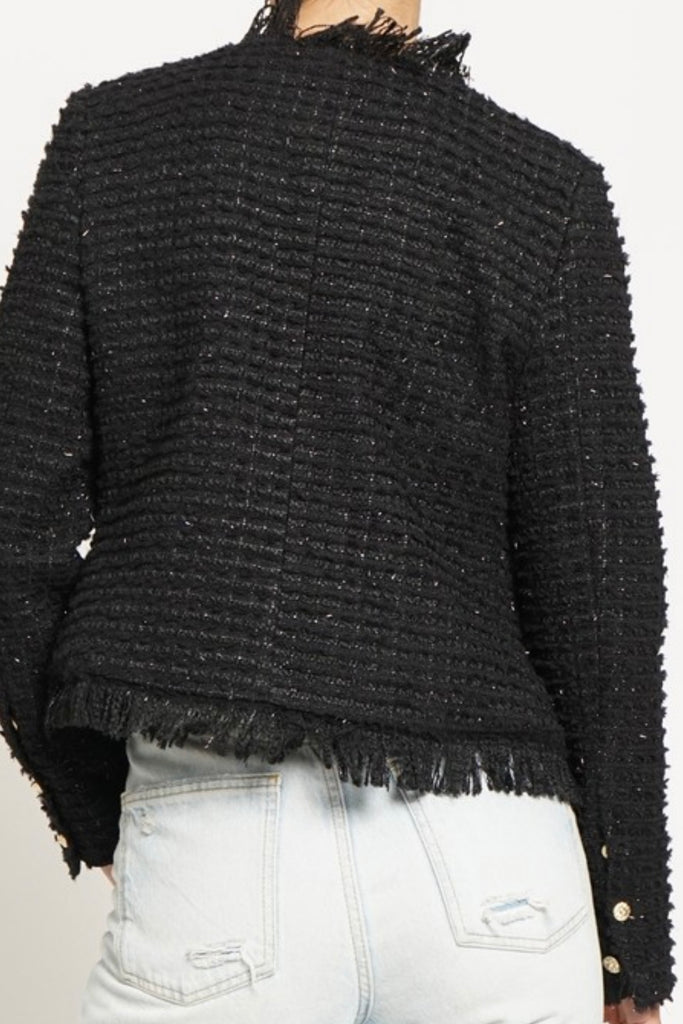 NEW!! The “Mademoiselle” Boucle Tweed Jacket in Black
