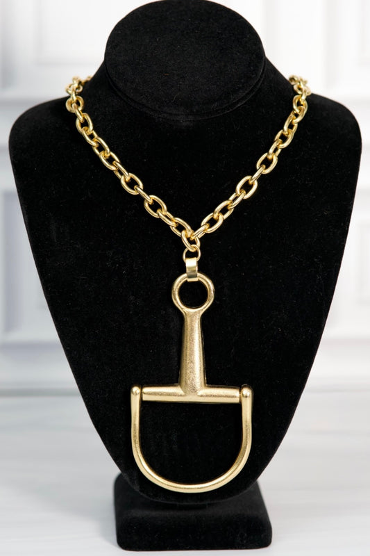 NEW!! Horsebit Necklace with Chain in Gold