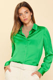 PRE ORDER!! Satin Button Up in Green