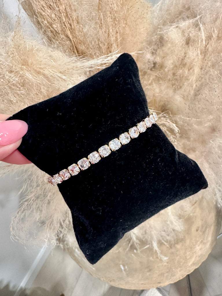 NEW!! Cubic Zirconia and Gold Trendsetter Tennis Bracelet in 2 Styles