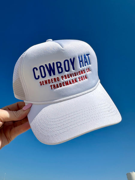 NEW!! Cowboy Trucker Hat in White