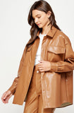 NEW!! The Kenzie Faux Leather Shacket in Camel