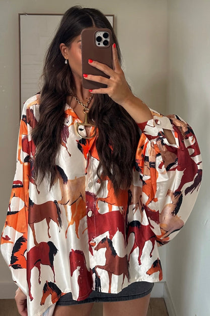 NEW!! Horseprint Satin Top in Multi