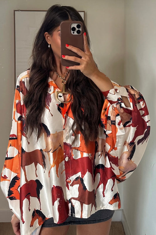 NEW!! Horseprint Satin Top in Multi