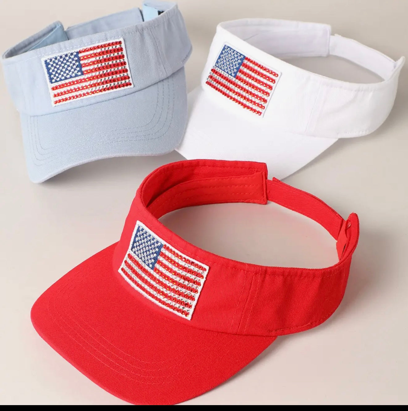 Crystallized Flag Cotton Visor in 3 Colors