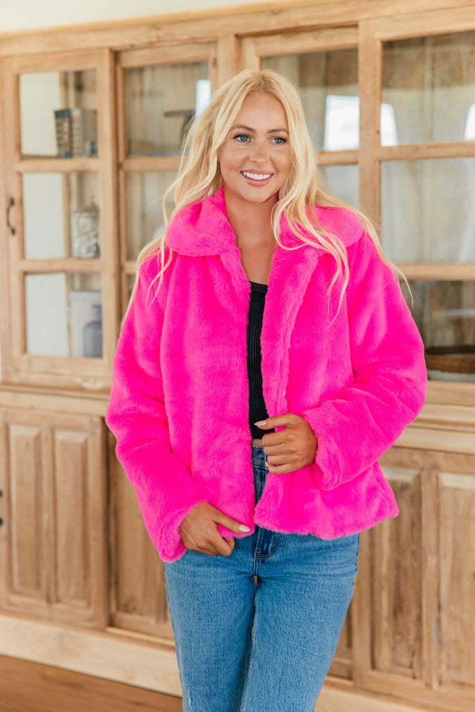 NEW!! Faux Fur Jacket in Pink