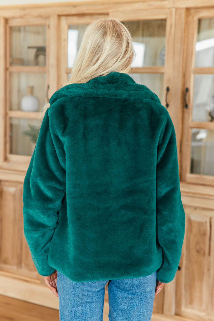 Emerald green faux fur jacket best sale