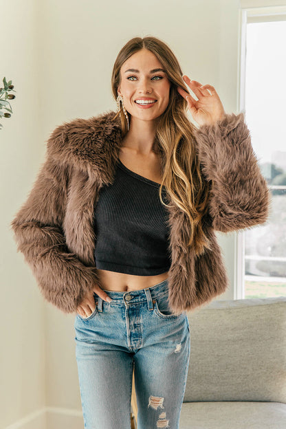 BEST SELLER!! Knock Out Cropped Faux Fur Jacket