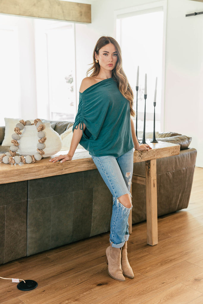 NEW!! Arielle One Shoulder Top in Teal