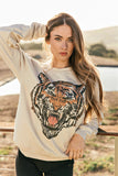AS SEEN ON MICHELLE from VBB!! The “Roar Tiger” Graphic Sweatshirt in Sand