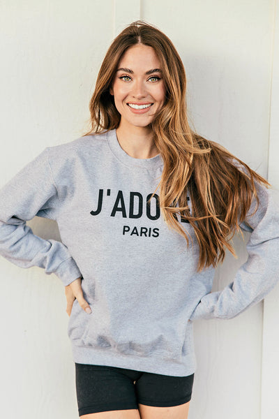 NEW!! "J'ADORE" Sweatshirt in Heather Grey