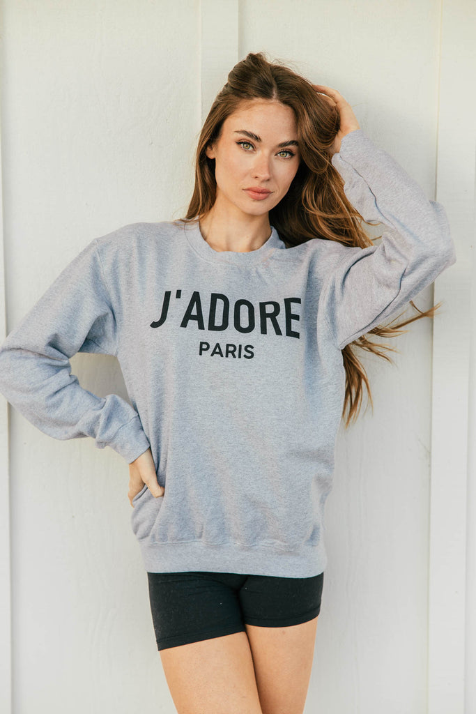 NEW!! "J'ADORE" Sweatshirt in Heather Grey
