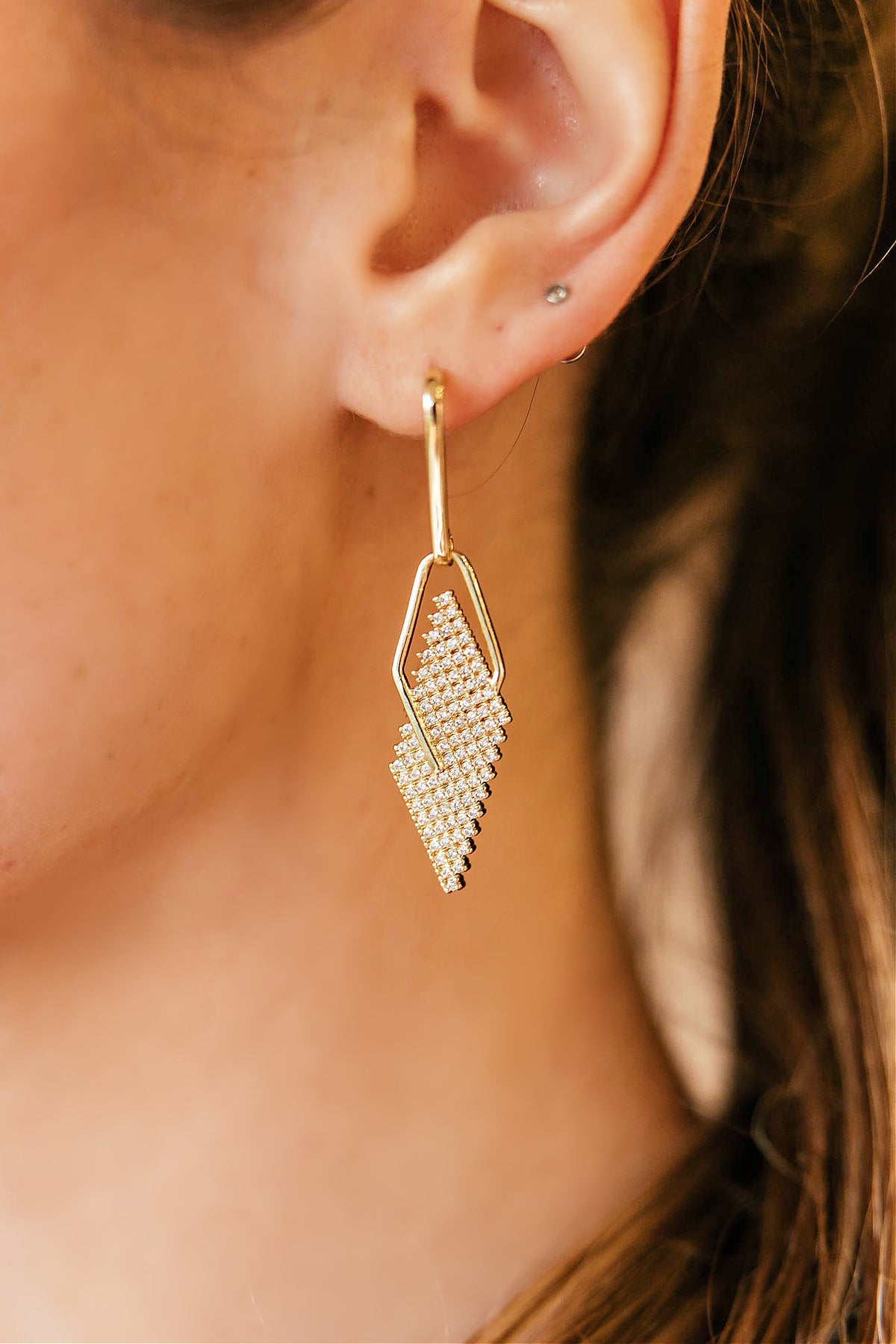 18k Plated Geometric Dangle Earrings