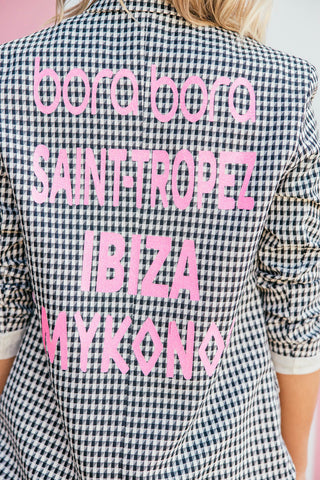 NEW!! The Houndstooth Blazer with Pink Wording