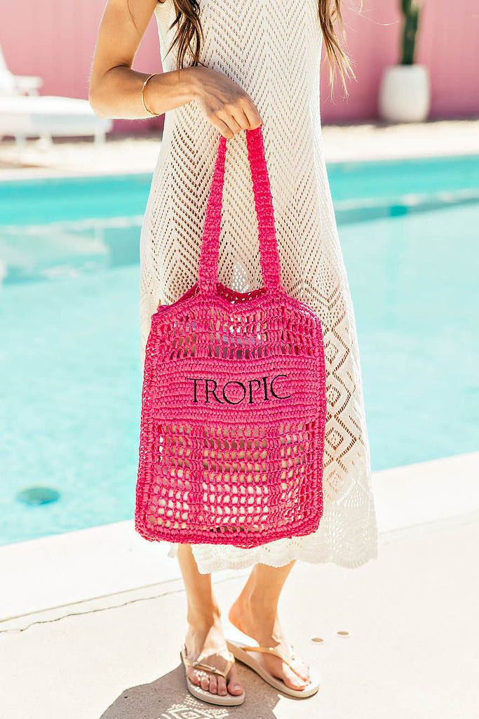 NEW!! Tropic Raffia Beach Bag in Pink