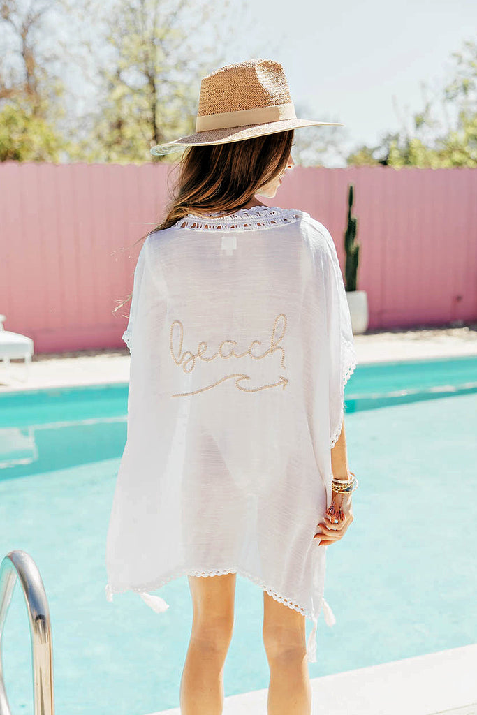 NEW!! "Beach" Embroidered Cover Up by Vintage Havana