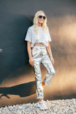 NEW!! The Kylie Metallic Silver Straight Leg Pants