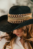 GB ORIGINAL!! The “Beth Dutton” Chain Banded Suede Hat in Black