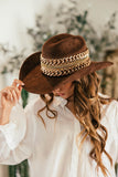 GB ORIGINAL!! The “Beth Dutton” Chain Banded Suede Hat in Brown