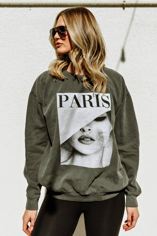 GB ORIGINAL!! The "Paris Print" Sweatshirt in Charcoal