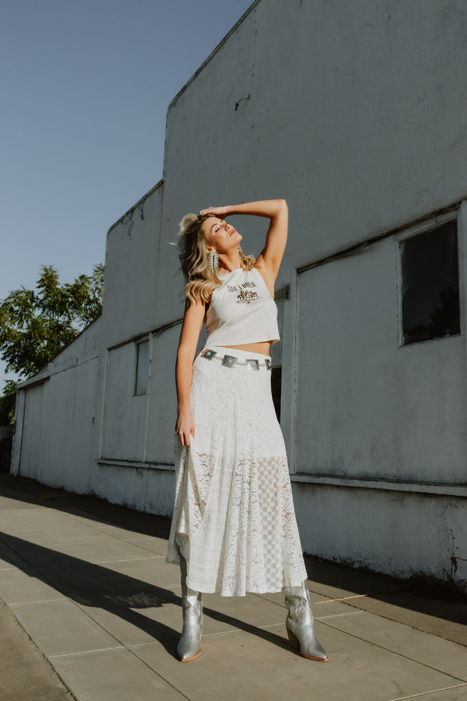 NEW!! The Kelsea Flowy Lace Maxi Skirt in Cream