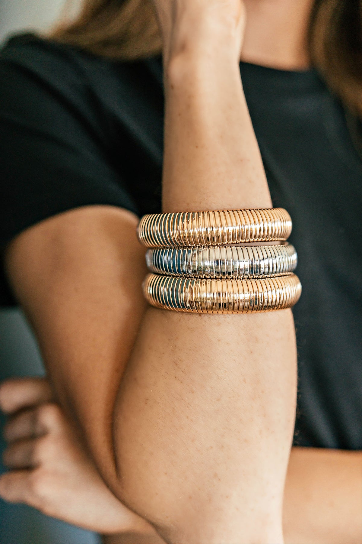 Golden Hour Stretch Bracelet Set in Gold and Silver