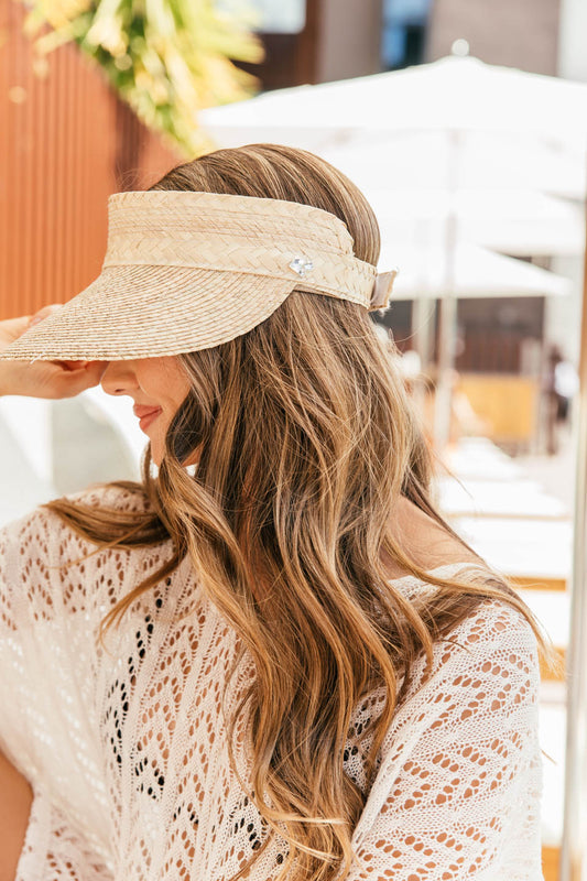 Pressed Palm Straw Visor