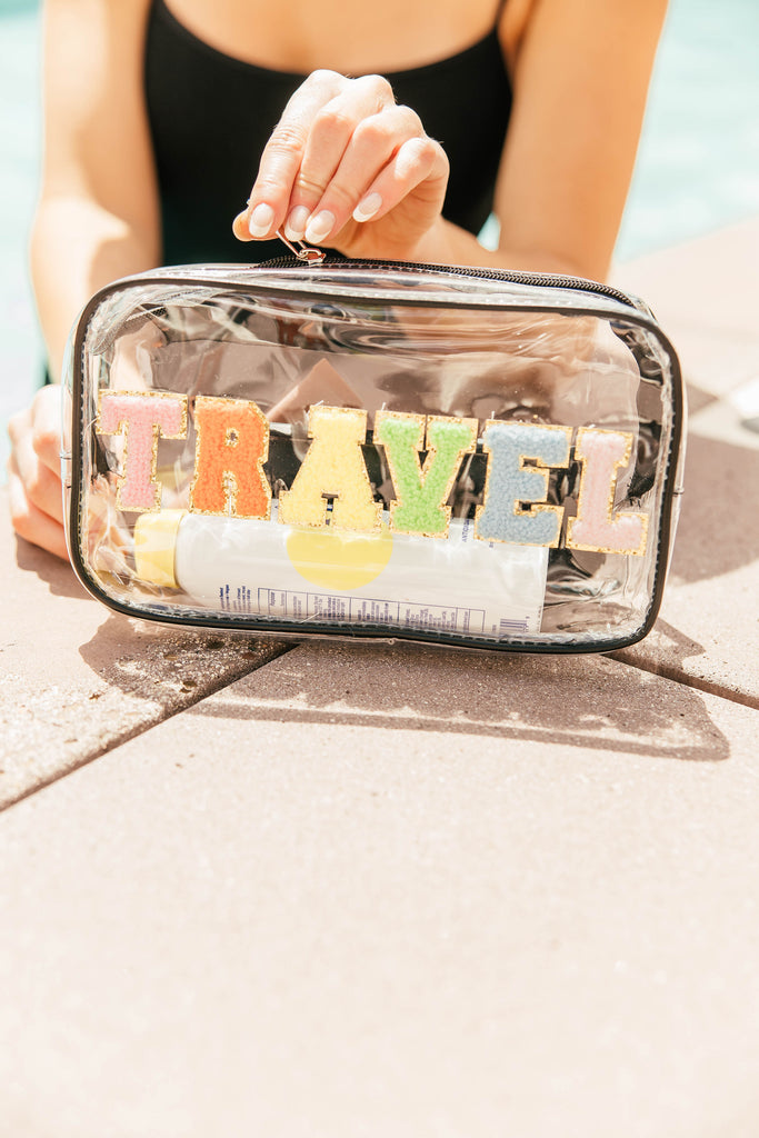 NEW!! “Travel” Clear Bag in Black