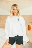 BEST SELLER!! Icon Embroidered Vintage Oversized Sweatshirt in White