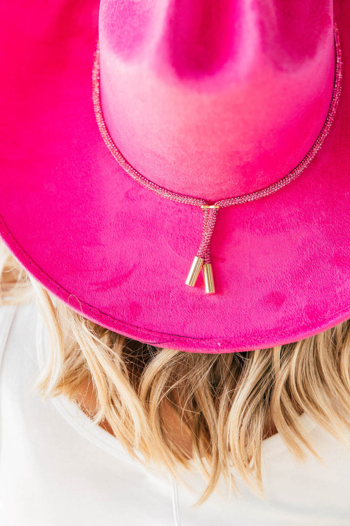 AS SEEN ON KRISTA HORTON!! The Kenny Faux Suede Cowboy Hat in Hot Pink