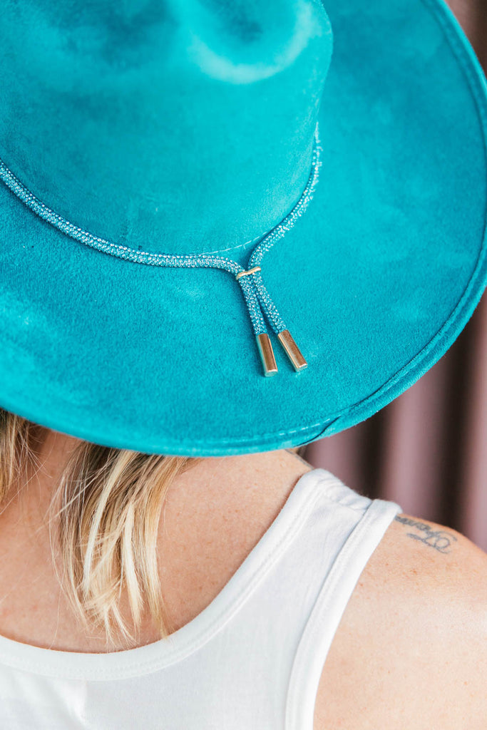 NEW!! The Kenny Faux Suede Cowboy Hat in Turquoise