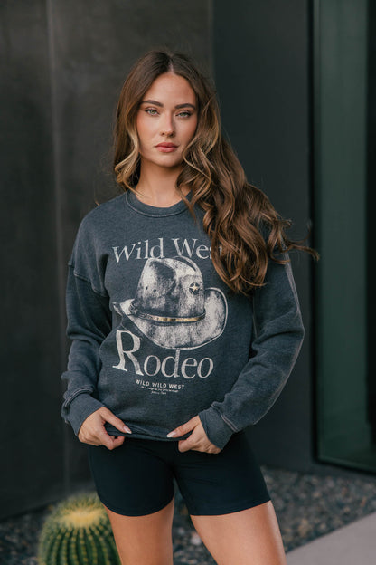 Wild West Rodeo Sweatshirt in Mineral Black