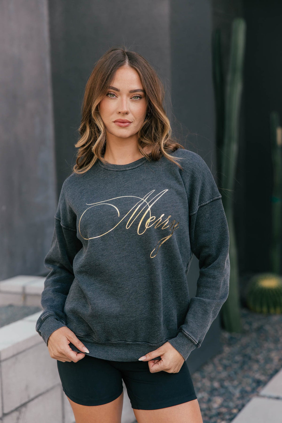 "Merry" Sweatshirt in Mineral Black
