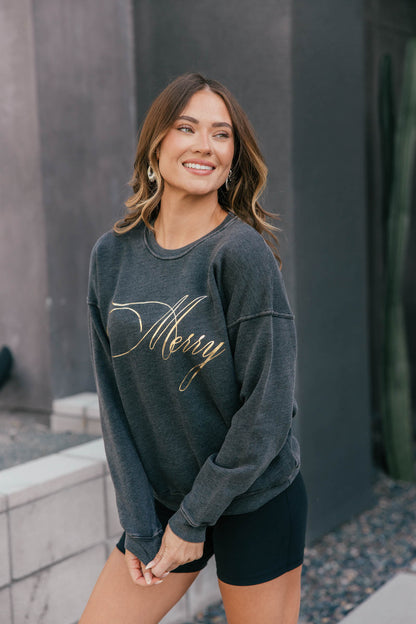 "Merry" Sweatshirt in Mineral Black